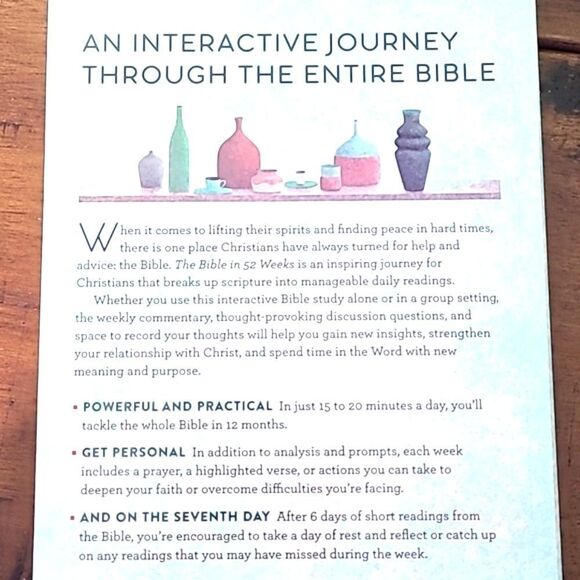 The Bible in 52 Weeks, A Yearlong Bible Study, NWOT - Picture 3 of 11